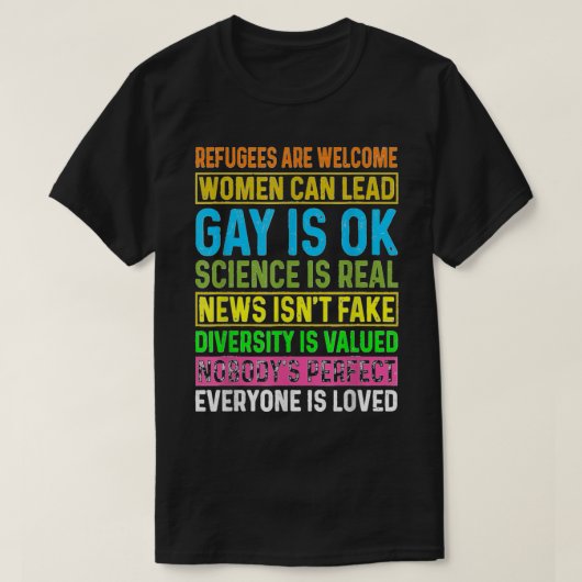 Men Women Refugees Are Welcome Women Can Lead Gay  Tシャツ (デザイン正面)