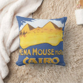 Menaの家のホテルのカイロのヴィンテージ旅行ポスター クッション (ブランケット)