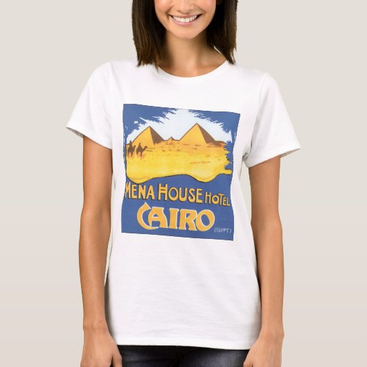 Menaの家のホテルのカイロのヴィンテージ旅行ポスター Tシャツ (正面)