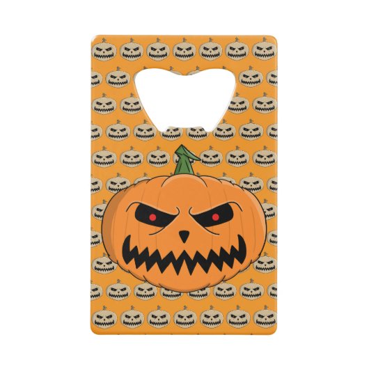 Menacing Jack O'Lantern Halloween クレジットカード栓抜き (正面)