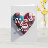 Mended with Love Greeting Card – Patchwork Heart カード (黄色い花)