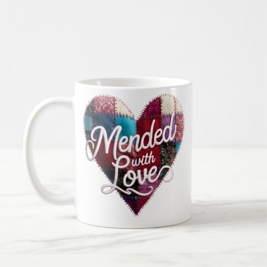 Mended with Love Mug – Heartfelt Patchwork Gift コーヒーマグカップ (左)