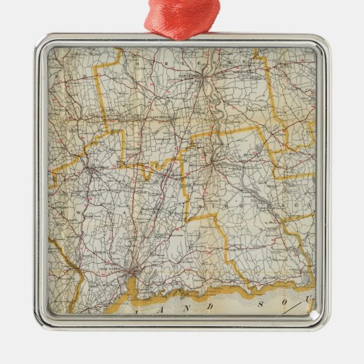 Mendenhallのガイド、道路図コネチカット メタルオーナメント (正面)