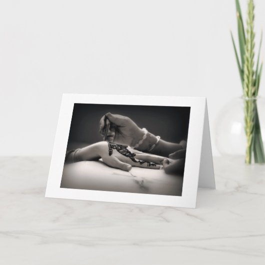 MendhiのHennaの挨拶状(ボーダーと) カード (正面)