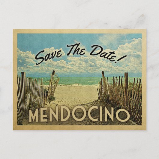 Mendocinoビーチヴィンテージ日付の保存 案内ポストカード (正面)