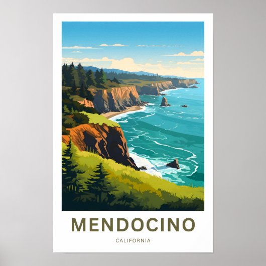 Mendocino Californiaトラベルプリント ポスター (正面)