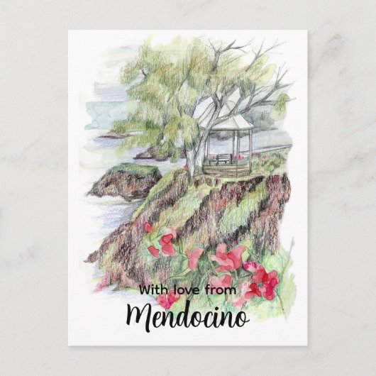 Mendocino California Coastline Gazebo Flowers ポストカード (正面)