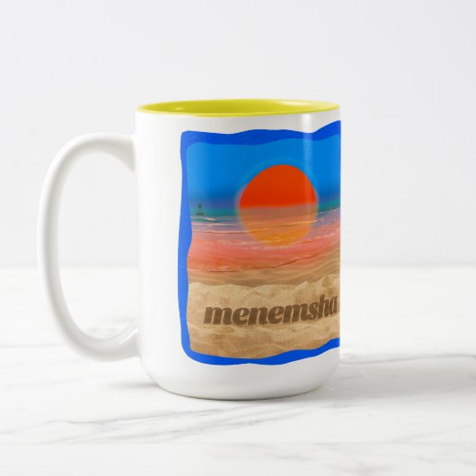 Menemshaの日没の朝のコーヒー・マグ ツートーンマグカップ (左)