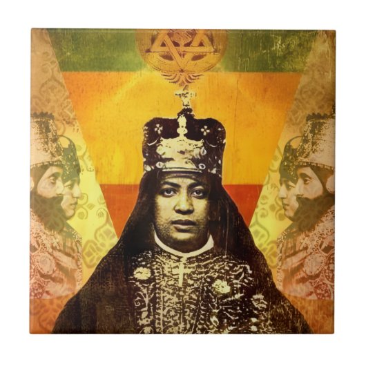 Menen Asfaw Haile Selassie HIM Jah Rastafari  タイル (正面)