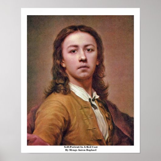 Mengs Anton Raphaelによる赤いコートのセルフポートレート ポスター (正面)
