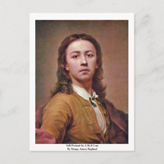 Mengs Anton Raphaelによる赤いコートのセルフポートレート ポストカード (正面)