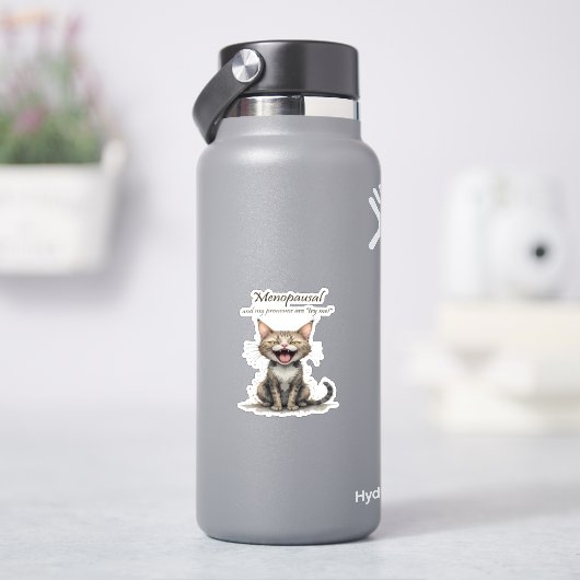 Menopause Humor Stressed Angry Cat シール (HydroFlask)