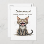 Menopause Humor Stressed Angry Cat ポストカード (正面/裏面)