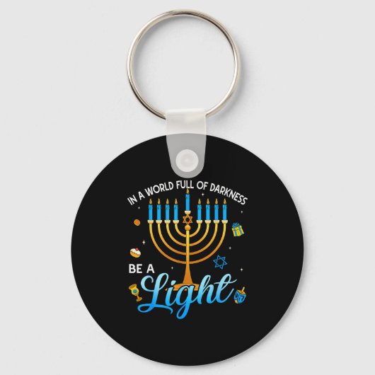 Menorah Be A Light Happy Hanukkah Shirts For Men W キーホルダー (正面)