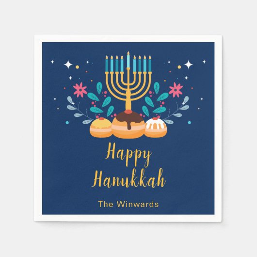 Menorah Hanukkah Party  スタンダードカクテルナプキン (正面)