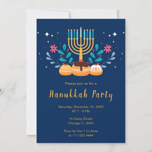 Menorah Hanukkah Party 招待状 (正面)