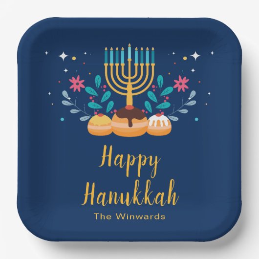 Menorah Hanukkah Party Plates ペーパープレート (正面)