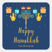 Menorah Hanukkah Party Sticker スクエアシール (正面)