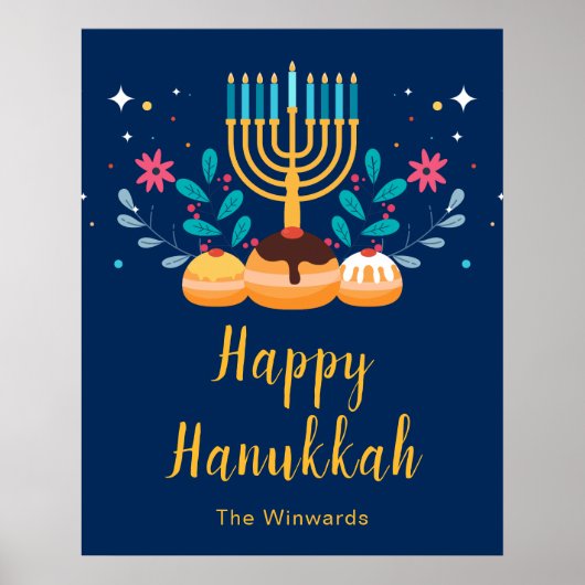 Menorah Hanukkah Party Welcome Poster ポスター (正面)