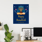 Menorah Hanukkah Party Welcome Poster ポスター (ホームオフィス)