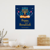 Menorah Hanukkah Party Welcome Poster ポスター (キッチン)