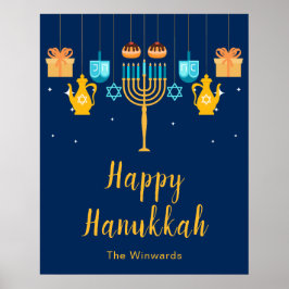 Menorah Hanukkah Party Welcome Poster ポスター