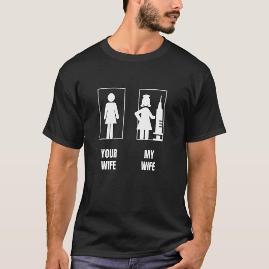 Mensあなたの妻My妻ナース誇りを持ったナース夫 Tシャツ (正面)