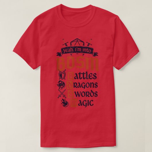 Mensおもしろい Yeah私は戦いに入っているドラゴンズ剣Ma Tシャツ (デザイン正面)