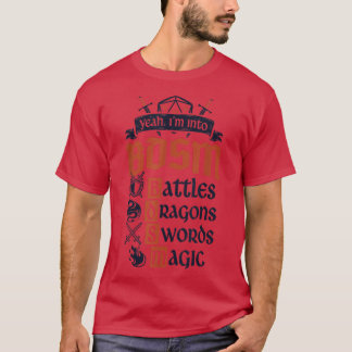 Mensおもしろい Yeah私は戦いに入っているドラゴンズ剣Ma Tシャツ