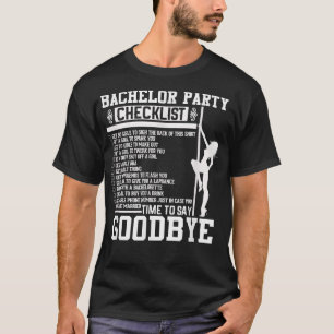 Mensバチュラーパーティチェックリスト新郎Groomsmen Wedd Tシャツ
