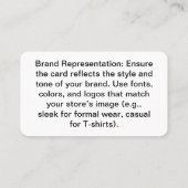 Mensファッションストアのオンラインショップの名刺 割引カード (裏面)