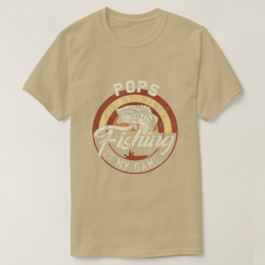 Mensヴィンテージポップは私の名前魚釣りゲームのギフト Tシャツ (デザイン正面)