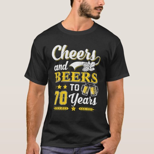 Mens応援とビール70年への誕生日ギフト Tシャツ (正面)