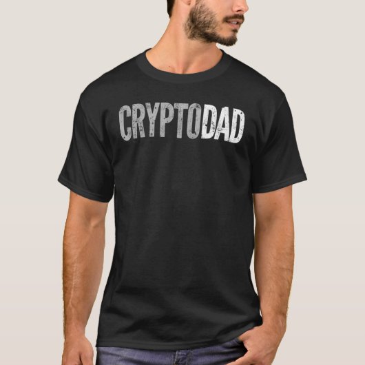 Mens暗号パパおもしろいCryptodad Bitcoin Miner Cryp Tシャツ (正面)