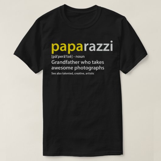 Mens祖父写真家PAPArazzi定義 Tシャツ (デザイン正面)