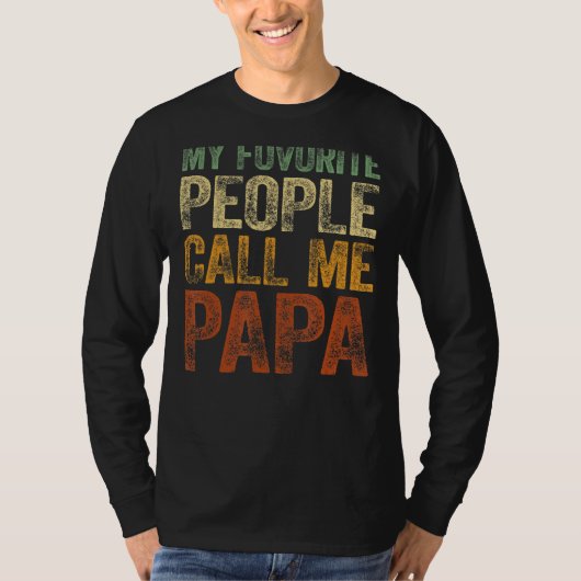 Mens私のお気に入りの人々は私をPapa TeeヴィンテージFと呼ぶ Tシャツ (正面)