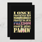 Mens私の孫は兵士軍誇りを持ったのPapaw 招待状 (正面/裏面)