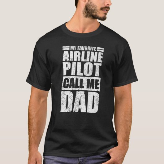 Mens私の航空お気に入りのパイロットは私をパパファテと呼ぶ Tシャツ (正面)