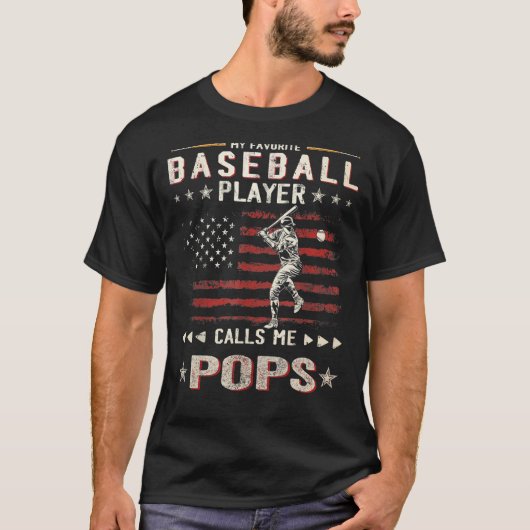 Mens私の野球お気に入りの選手は私をポップAmeと呼ぶ Tシャツ (正面)