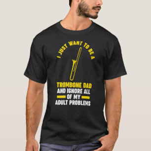 Mens私は単にトロンボーンパパトロンボーンになりたい Tシャツ