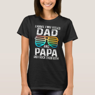 Mens私は2つのタイトルパパとPapa I Rock Bo Tシャツ
