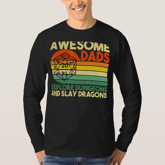 Mens素晴らしパパ探索Dungeons Dm RpgサイコロDra Tシャツ (正面)