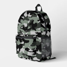 Mens軍隊ブラックとライトグレーの迷彩柄パターン プリントバックパック