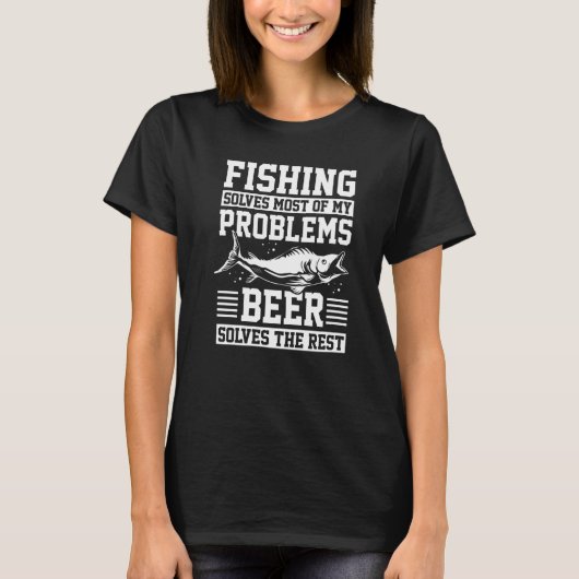 Mens魚釣りは私の問題の大部分を解決するビールの解決 Tシャツ (正面)
