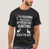 Mens魚釣りは私の問題の大部分を解決する狩り Tシャツ (正面)