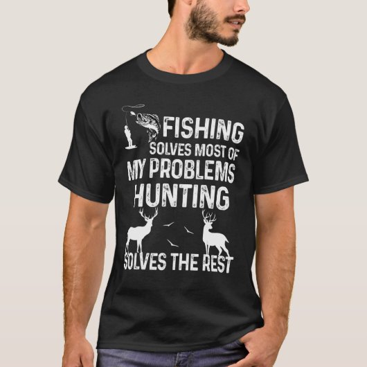 Mens魚釣りは私の問題の大部分を解決する狩り Tシャツ (正面)