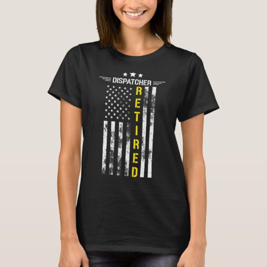 Mens 退職した Dispatcher 911 USフラグ薄い黄色いLi Tシャツ (正面)