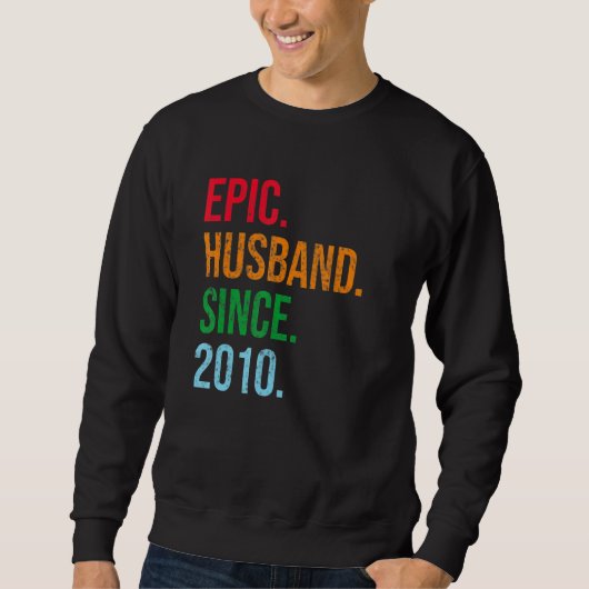 Mens 13th Wedding Anniversary Ideas Epic Husband S スウェットシャツ (正面)