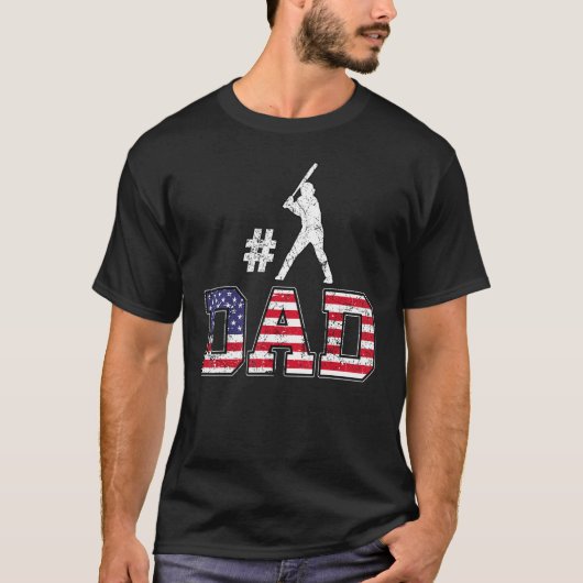 Mens 1 BaseballパパハッピーファーザーズUSA DAY USA 4 of Tシャツ (正面)