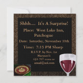 MENS 40歳の招待状ワイン，カード，葉巻 招待状 (裏面)